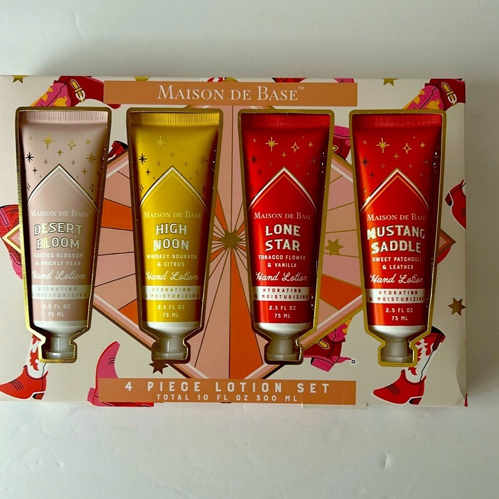 NWOT Maison De Base Set of 4 hand creams cowboycore theme.